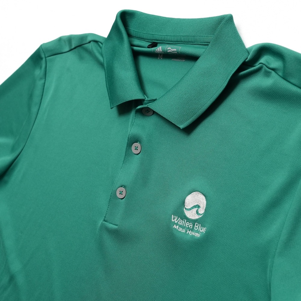 Adidas Golf Polo Shirt Mens Medium Green Wailea Blue Maui Hawaii Performance